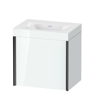 Duravit XViu Waschtisch-Unterschrank XV4631NB285C 45x33,3cm, 1 Tür, rechts, ohne Hahnloch, schwarz matt, Rahmen C, weiß hochglanz