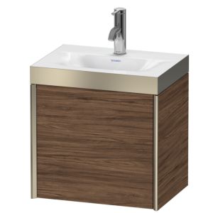 Duravit XViu vanity unit XV4631OB121P 45x33.3cm, 2000 door, right, 2000 tap hole, matt champagne, Rahmen P, dark walnut