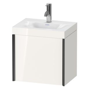 Duravit XViu Waschtisch-Unterschrank XV4631OB222C 45x33,3cm, 1 Tür, rechts, 1 Hahnloch, schwarz matt, Rahmen C, weiß hochglanz