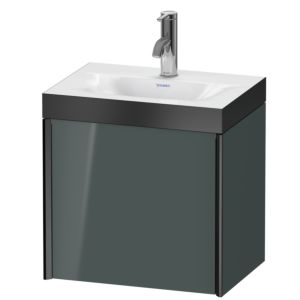 Duravit XViu Waschtisch-Unterschrank XV4631OB238P 45x33,3cm, 1 Tür, rechts, 1 Hahnloch, schwarz matt, Rahmen P, dolomiti grey hochglanz