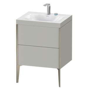 XViu Duravit vasque XV4709EB107C 60x48cm, 2 coulissants, 2 trous pour robinetterie, champagne mat, Cadres C, gris béton mat