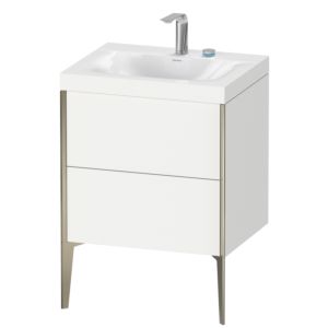 XViu Duravit vasque XV4709EB118C 60x48cm, 2 coulissants, 2 trous pour robinetterie, champagne mat, Cadres C, blanc mat