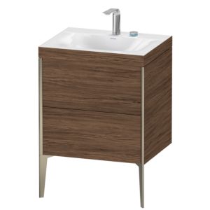 Duravit XViu vanity unit XV4709EB121C 60x48cm, 2 pull-outs, 2 tap holes, matt champagne, Rahmen C, dark walnut