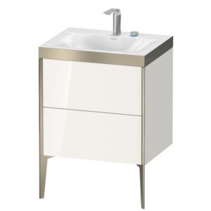 Duravit XViu Waschtisch-Unterschrank XV4709EB122P 60x48cm, 2 Auszüge, 2 Hahnlöcher, champagner matt, Rahmen P, weiß hochglanz