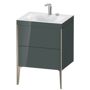 XViu Duravit vasque XV4709EB138C 60x48cm, 2 coulissants, 2 trous pour robinetterie, champagne mat, Cadres C, gris dolomiti brillant