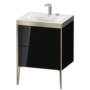 Duravit XViu Waschtisch-Unterschrank XV4709EB140P 60x48cm, 2 Auszüge, 2 Hahnlöcher, champagner matt, Rahmen P, schwarz hochglanz