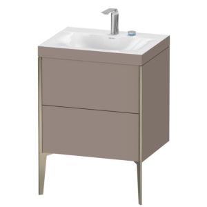 Duravit XViu Waschtisch-Unterschrank XV4709EB143C 60x48cm, 2 Auszüge, 2 Hahnlöcher, champagner matt, Rahmen C, basalt matt