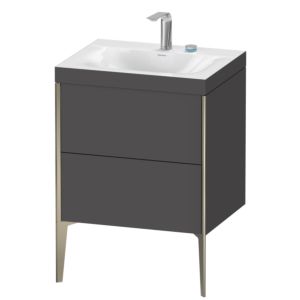 Duravit XViu Waschtisch-Unterschrank XV4709EB149C 60x48cm, 2 Auszüge, 2 Hahnlöcher, champagner matt, Rahmen C, graphit matt
