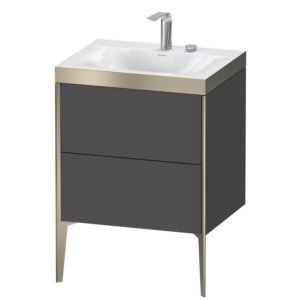 XViu Duravit vasque XV4709EB149P 60x48cm, 2 coulissants, 2 trous pour robinetterie, champagne mat, Cadres P, graphite mat