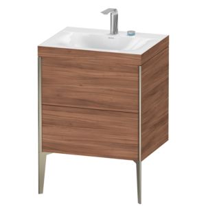Duravit XViu vanity unit XV4709EB179C 60x48cm, 2 pull-outs, 2 tap holes, matt champagne, Rahmen C, natural walnut
