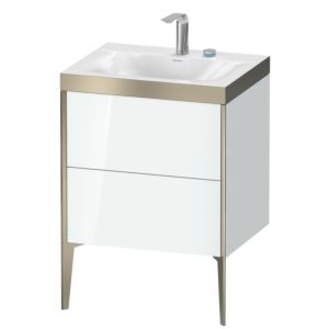 Duravit XViu Waschtisch-Unterschrank XV4709EB185P 60x48cm, 2 Auszüge, 2 Hahnlöcher, champagner matt, Rahmen P, weiß hochglanz