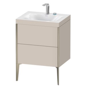 Duravit XViu Waschtisch-Unterschrank XV4709EB191C 60x48cm, 2 Auszüge, 2 Hahnlöcher, champagner matt, Rahmen C, taupe matt
