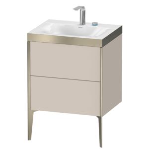 Duravit XViu Waschtisch-Unterschrank XV4709EB191P 60x48cm, 2 Auszüge, 2 Hahnlöcher, champagner matt, Rahmen P, taupe matt