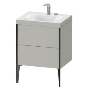 Duravit XViu Waschtisch-Unterschrank XV4709EB207C 60x48cm, 2 Auszüge, 2 Hahnlöcher, schwarz matt, Rahmen C, betongrau matt