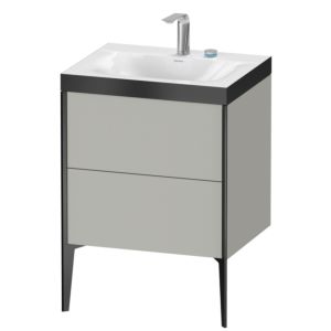 Duravit XViu Waschtisch-Unterschrank XV4709EB207P 60x48cm, 2 Auszüge, 2 Hahnlöcher, schwarz matt, Rahmen P, betongrau matt
