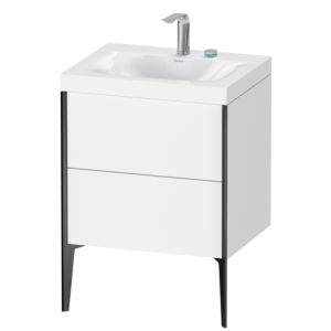 Duravit XViu vanity unit XV4709EB218C 60x48cm, 2 pull-outs, 2 tap holes, matt black, Rahmen C, matt white