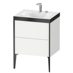 Duravit XViu Waschtisch-Unterschrank XV4709EB218P 60x48cm, 2 Auszüge, 2 Hahnlöcher, schwarz matt, Rahmen P, weiß matt