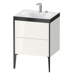 Duravit XViu vanity unit XV4709EB222P 60x48cm, 2 pull-outs, 2 tap holes, matt black, Rahmen P, high-gloss white