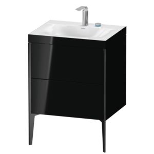 Duravit XViu Waschtisch-Unterschrank XV4709EB240C 60x48cm, 2 Auszüge, 2 Hahnlöcher, schwarz matt, Rahmen C, schwarz hochglanz