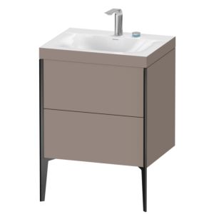 XViu Duravit vasque XV4709EB243C 60x48cm, 2 coulissants, 2 trous pour robinetterie, noir mat, Cadres C, basalte mat