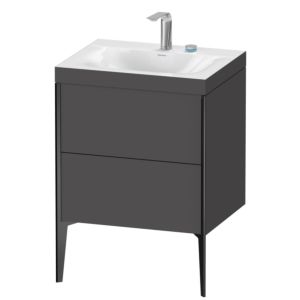 Duravit XViu Waschtisch-Unterschrank XV4709EB249C 60x48cm, 2 Auszüge, 2 Hahnlöcher, schwarz matt, Rahmen C, graphit matt