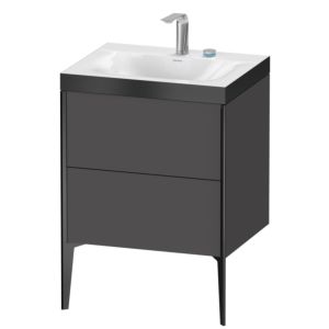 XViu Duravit vasque XV4709EB249P 60x48cm, 2 coulissants, 2 trous pour robinetterie, noir mat, Cadres P, graphite mat
