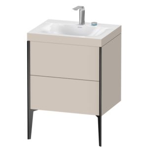 Duravit XViu vanity unit XV4709EB291C 60x48cm, 2 pull-outs, 2 tap holes, matt black, Rahmen C, matt taupe