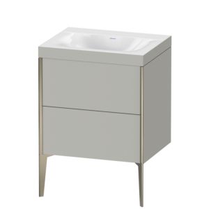 XViu Duravit vasque XV4709NB107C 60x48cm, 2 coulissants, sans trou pour robinet, champagne mat, Cadres C, gris béton mat