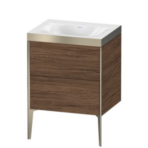 Duravit XViu vanity unit XV4709NB121P 60x48cm, 2 pull-outs, without tap hole, matt champagne, Rahmen P, dark walnut