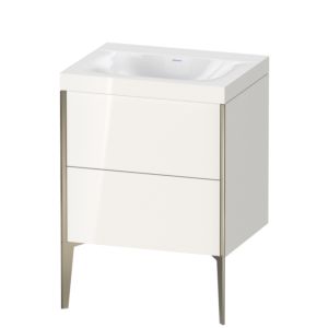 Duravit XViu Waschtisch-Unterschrank XV4709NB122C 60x48cm, 2 Auszüge, ohne Hahnloch, champagner matt, Rahmen C, weiß hochglanz