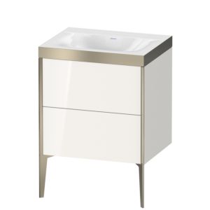 XViu Duravit vasque XV4709NB122P 60x48cm, 2 coulissants, sans trou pour robinet, champagne mat, Cadres P, blanc brillant