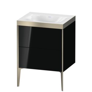 Duravit XViu vanity unit XV4709NB140P 60x48cm, 2 pull-outs, without tap hole, matt champagne, Rahmen P, high-gloss black