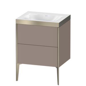 Duravit XViu vanity unit XV4709NB143P 60x48cm, 2 pull-outs, without tap hole, matt champagne, Rahmen P, matt basalt