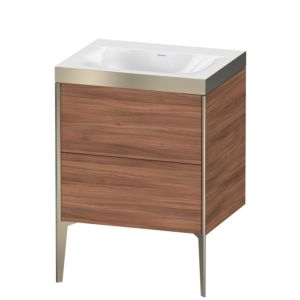 Duravit XViu Waschtisch-Unterschrank XV4709NB179P 60x48cm, 2 Auszüge, ohne Hahnloch, champagner matt, Rahmen P, nussbaum natur