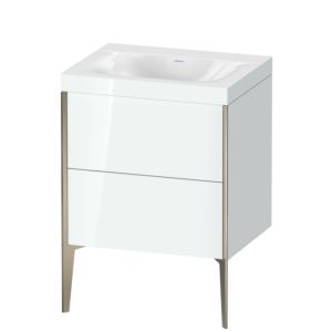XViu Duravit vasque XV4709NB185C 60x48cm, 2 coulissants, sans trou pour robinet, champagne mat, Cadres C, blanc brillant
