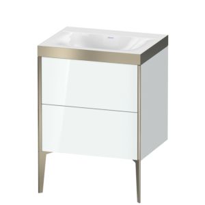 Duravit XViu Waschtisch-Unterschrank XV4709NB185P 60x48cm, 2 Auszüge, ohne Hahnloch, champagner matt, Rahmen P, weiß hochglanz