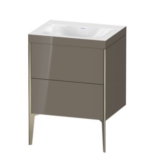 XViu Duravit vasque XV4709NB189C 60x48cm, 2 coulissants, sans trou pour robinet, champagne mat, Cadres C, gris flanelle brillant