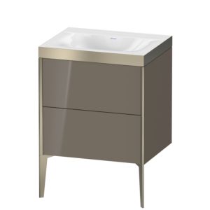 Duravit XViu vanity unit XV4709NB189P 60x48cm, 2 pull-outs, without tap hole, matt champagne, Rahmen P, flannel gray high gloss