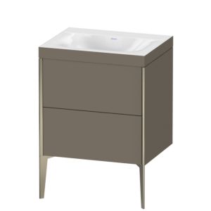 Duravit XViu vanity unit XV4709NB190C 60x48cm, 2 pull-outs, without tap hole, matt champagne, Rahmen C, flannel gray silk matt