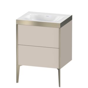 Duravit XViu vanity unit XV4709NB191P 60x48cm, 2 pull-outs, without tap hole, matt champagne, Rahmen P, matt taupe