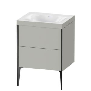 Duravit XViu Waschtisch-Unterschrank XV4709NB207C 60x48cm, 2 Auszüge, ohne Hahnloch, schwarz matt, Rahmen C, betongrau matt