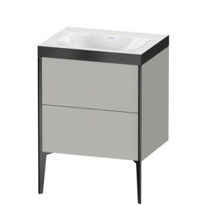 Duravit XViu vanity unit XV4709NB207P 60x48cm, 2 pull-outs, without tap hole, matt black, Rahmen P, matt concrete gray