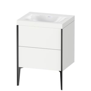 Duravit XViu Waschtisch-Unterschrank XV4709NB218C 60x48cm, 2 Auszüge, ohne Hahnloch, schwarz matt, Rahmen C, weiß matt