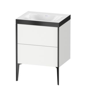 Duravit XViu vanity unit XV4709NB218P 60x48cm, 2 pull-outs, without tap hole, matt black, Rahmen P, matt white