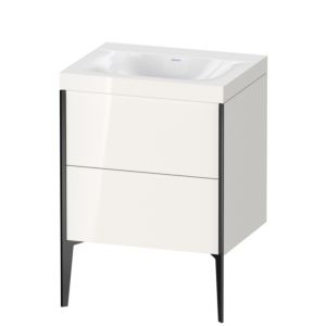 XViu Duravit vasque XV4709NB222C 60x48cm, 2 coulissants, sans trou pour robinet, noir mat, Cadres C, blanc brillant