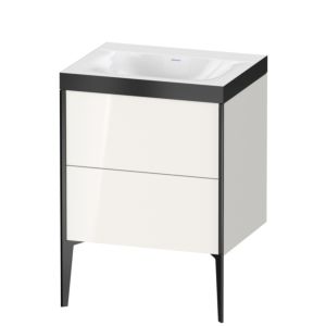 Duravit XViu Waschtisch-Unterschrank XV4709NB222P 60x48cm, 2 Auszüge, ohne Hahnloch, schwarz matt, Rahmen P, weiß hochglanz