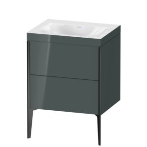 Duravit XViu vanity unit XV4709NB238C 60x48cm, 2 pull-outs, without tap hole, matt black, Rahmen C, dolomiti gray high gloss