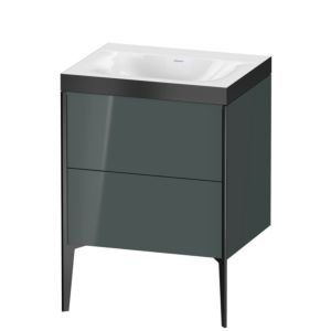 Duravit XViu Waschtisch-Unterschrank XV4709NB238P 60x48cm, 2 Auszüge, ohne Hahnloch, schwarz matt, Rahmen P, dolomiti grey hochglanz