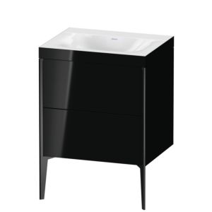 XViu Duravit vasque XV4709NB240C 60x48cm, 2 coulissants, sans trou pour robinet, noir mat, Cadres C, noir brillant