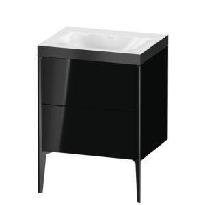 Duravit XViu Waschtisch-Unterschrank XV4709NB240P 60x48cm, 2 Auszüge, ohne Hahnloch, schwarz matt, Rahmen P, schwarz hochglanz